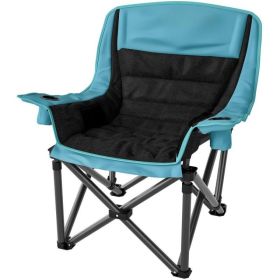 Camping Chair For Adults, Portable Folding Camping Chair W Side Pockets, Cup Holders, Carry Bag, Green And Black