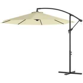 10 Cantilever Tilt Offset Patio Umbrella W UV & Water Safe Material & Cross Base Weight Not Included, Beige