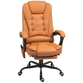 7-Point Vibrating Massage Office Chair High Back Massaging Office Desk Chair With Lumbar Support, Footrest, Light Brown