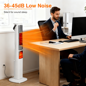 3-in-1 Quiet Space Heater - 120° Wide Coverage, 3D Fireplace Effect, Timer & Remote, Portable Indoor Heater with Multiple Protections