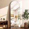64"x21" Arched Full Length Mirror Freestading Full Body Floor Mirror, Silver