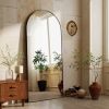 71"x 30" Arch-Top Oversized Full Length Mirror Metal Frame Freestading Floor Mirror, Black