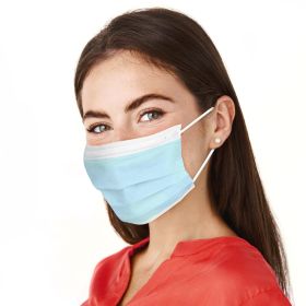 3-Ply Disposable Face Mask (Pack of 10) - Blue, With Nose Wire and Adjustable Earloops