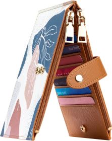 RFID Wallet Women Large Size Bifold Multi Card Wallet Case with Zipper Pocke Credit Card Holder for Women