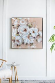 36" x 36" Square Framed Wall Art Flower Canvas Print, Home Decor for Living Room Kitchen Foyer Office