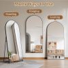 71"x 30" Arch-Top Oversized Full Length Mirror Metal Frame Freestading Floor Mirror, Black