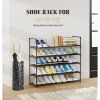 5-Tier Stackable Shoe Rack Organizer with Metal Frame, 35.5 inch Length, Holds 25–30 Pairs, Black