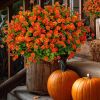 Artificial Autumn Outdoor Flowers, Simulated Chrysanthemums - 12 Bundles of UV-Resistant, Fade-Resistant Artificial Plastic Plants for Garden, Porch