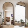 71" x 30.2" Arched Large Full Length Mirror Wall Mounted Floor Mirror with Stand, Black