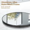 20" Wall Mounted Mirror Round Vanity Mirror with Leather Strap, Black
