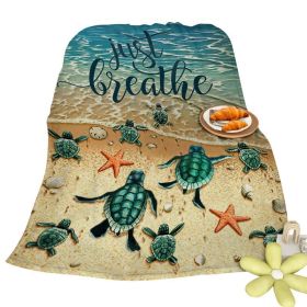 Tropical Baby Sea Turtle Flannel Fleece Blanket 3D Ocean Waves Flannel Soft Plush Throw Blanket Cozy Blankets For Bed Chair Car Sofa Couch Bedroom 75x (Option: 150x200cm-Green)