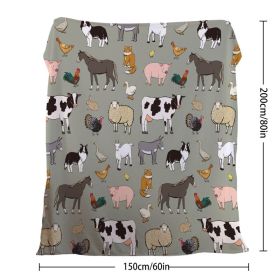 Various Animals Blanket Soft Pig Horse Durable Comfortable Blanket Women Birthday Gift Home Decoration Sofa Couch Office Bed Camping Travel  75x100cm (Option: 150cmx200cm-Celadon)