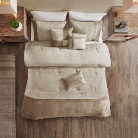 7 Piece Faux Suede Comforter Set (Option: Tan-King)