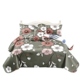 5 Piece Reversible Duvet Cover Set, US Designer Sage Green Vintage Floral Print Heavyweight Bedding Set With Pillow Shams And Throw Cushion Covers, Pe (Option: Twin)