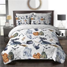 8pcs Halloween Comforter Set, Witch Pattern Bed In A Bag Bedding With Comforter Sheet Sham - 1 Comforter, 2 Pillow Shams, 1 Flat Sheet, 1 Fitted Sheet (Option: Queen-white)