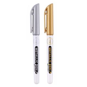 2pcs Metallic Pen; Golden Silver Resin Drawing Pen; Marker Pen For Acrylic Paint DIY Epoxy Resin Mold Highlight Permanent Marker Handmade Craft (Color: Gold&Sliver)