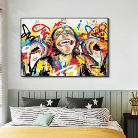 Hand Painted Oil Painting Abstract Portrait Wall Art Hand painted-Laughing Monkey Oil Paintings On Canvas-Hand Made Wall Graffiti-For Home Decoration (Style: 1, size: 60X90cm)