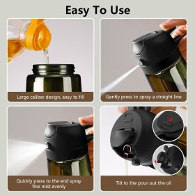 2PCS Olive Oil Dispenser and Oil Sprayer – 16oz/470ml Glass Light-Proof Oil Pourer for Kitchen, Air Fryer, Cooking, Salad, and BBQ (Pack size: 1 Pack)