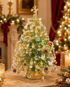 DIY Beaded Christmas Tree Set, Handmade Material Package for Adult Festivals | Colorful Beads, Decorative Pendants,Angel Tree Top Star (Color: Xmas Tree B)