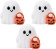 Halloween Decor Fluorescence Ghost Figurines Carrying Pumpkins – Mini Cute 3D Printing Spooky Table Statue Halloween Festive Decoration for Holiday Bo