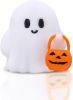 Halloween Decor Fluorescence Ghost Figurines Carrying Pumpkins – Mini Cute 3D Printing Spooky Table Statue Halloween Festive Decoration for Holiday Bo