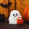 Halloween Decor Fluorescence Ghost Figurines Carrying Pumpkins – Mini Cute 3D Printing Spooky Table Statue Halloween Festive Decoration for Holiday Bo