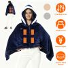 Wearable Heated Throw Blanket Double-Sided Flannel Portable Electric Heating Hoodie For Women Men Machine Washable 3 Heating Levels Battery Operated