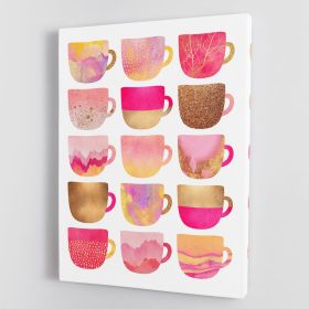 Pretty Pink Coffee Cups Canvas Print or Poster (Type: Poster Print, size: 28" x 20" / 70cm x 50cm approx)