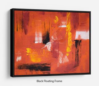 Blue Green and Yellow Abstract Painting Floating Frame Canvas (Color: Dark Walnut, size: 32" x 24" / 80cm x 60cm (approx))