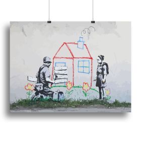 Banksy Play House Canvas Print or Poster (Type: Poster Print, size: 12" x 8" / 30cm x 20cm (approx))