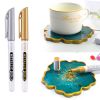 2pcs Metallic Pen; Golden Silver Resin Drawing Pen; Marker Pen For Acrylic Paint DIY Epoxy Resin Mold Highlight Permanent Marker Handmade Craft