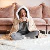 Wearable Heated Throw Blanket Double-Sided Flannel Portable Electric Heating Hoodie For Women Men Machine Washable 3 Heating Levels Battery Operated