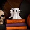 Halloween Decor Fluorescence Ghost Figurines Carrying Pumpkins – Mini Cute 3D Printing Spooky Table Statue Halloween Festive Decoration for Holiday Bo