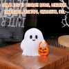 Halloween Decor Fluorescence Ghost Figurines Carrying Pumpkins – Mini Cute 3D Printing Spooky Table Statue Halloween Festive Decoration for Holiday Bo