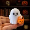 Halloween Decor Fluorescence Ghost Figurines Carrying Pumpkins – Mini Cute 3D Printing Spooky Table Statue Halloween Festive Decoration for Holiday Bo
