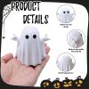 Halloween Decor Fluorescence Ghost Figurines Carrying Pumpkins – Mini Cute 3D Printing Spooky Table Statue Halloween Festive Decoration for Holiday Bo
