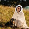 Wearable Heated Throw Blanket Double-Sided Flannel Portable Electric Heating Hoodie For Women Men Machine Washable 3 Heating Levels Battery Operated