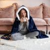 Wearable Heated Throw Blanket Double-Sided Flannel Portable Electric Heating Hoodie For Women Men Machine Washable 3 Heating Levels Battery Operated
