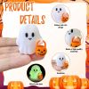 Halloween Decor Fluorescence Ghost Figurines Carrying Pumpkins – Mini Cute 3D Printing Spooky Table Statue Halloween Festive Decoration for Holiday Bo