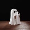 Halloween Decor Fluorescence Ghost Figurines Carrying Pumpkins – Mini Cute 3D Printing Spooky Table Statue Halloween Festive Decoration for Holiday Bo