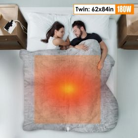 1Pc Electric Heated King Size Fleece Heated Blanket With Dual Controller 10 Heating Levels 10 Hours Auto Off Machine Washable For Home Office Usage 90 (Option: Grey-Twin)