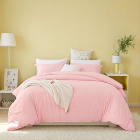 White & Pink Extra Large Duvet Cover Set Includes 1 Duvet Cover & 2 Pillowcases. Made Of Premium Breathable Microfiber With Hotel-grade Minimalist Des (Option: Pink-Q)